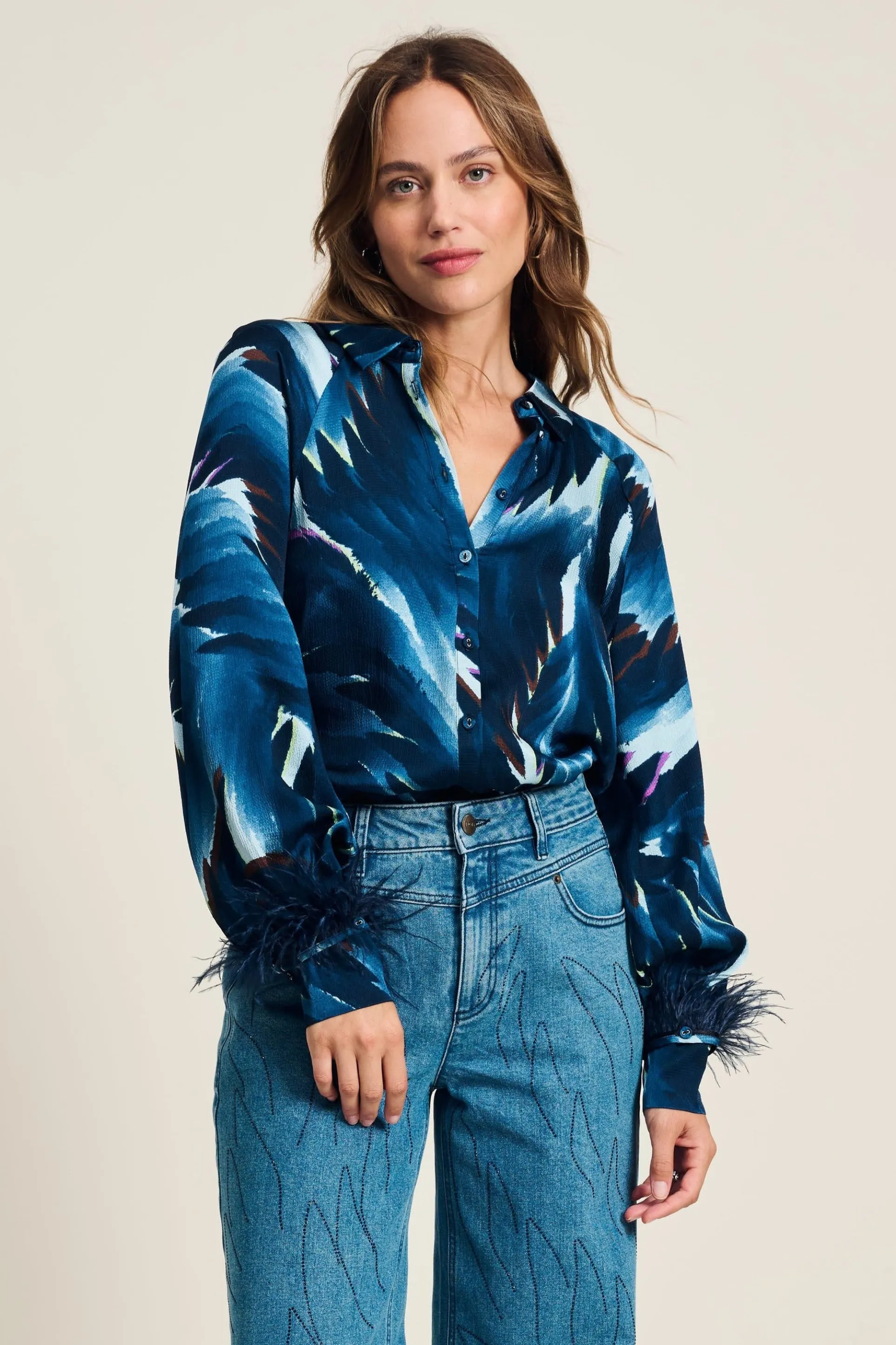 BLOUSE Feathers Blue