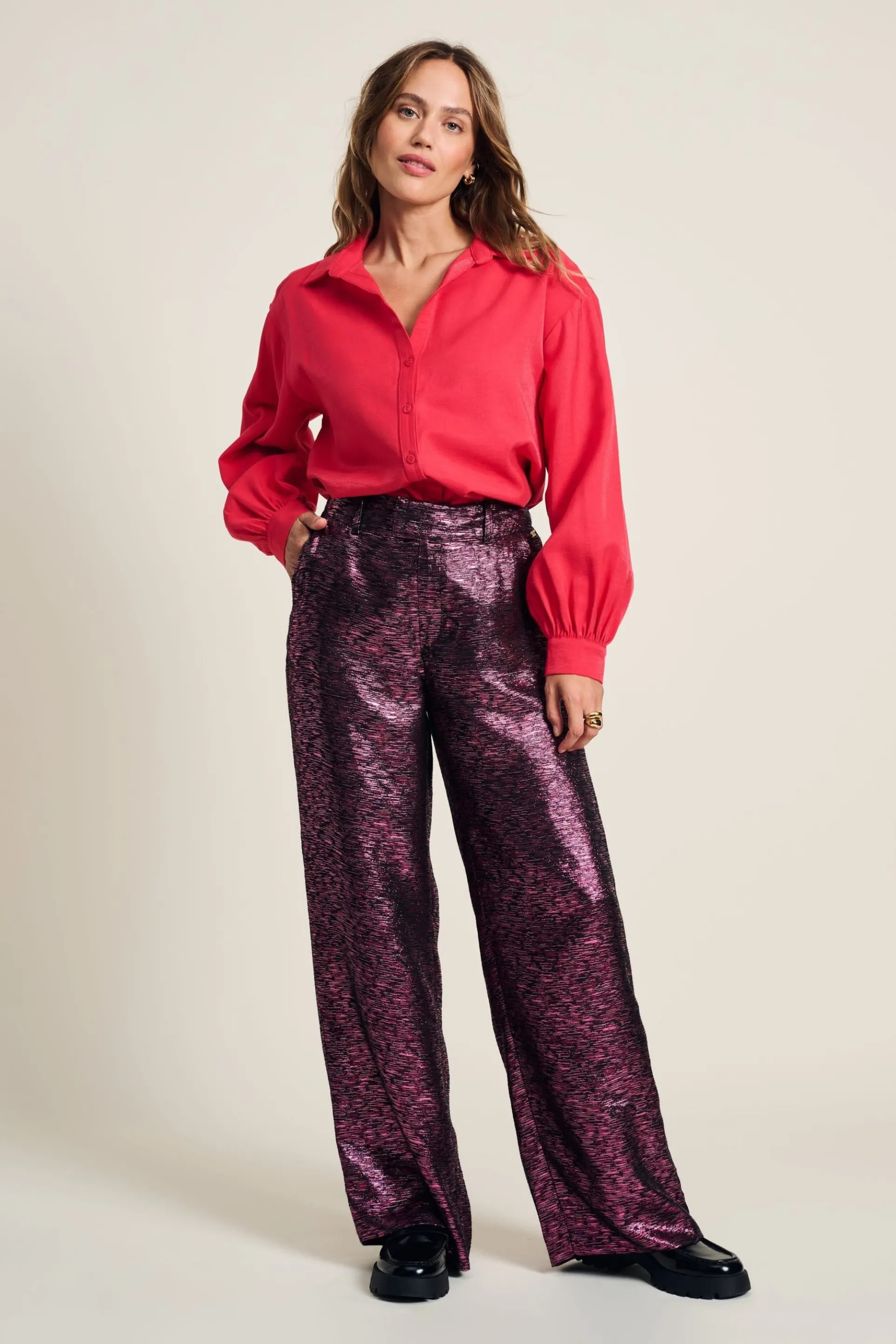 BLOUSE Violet Shimmer Vibrant Pink