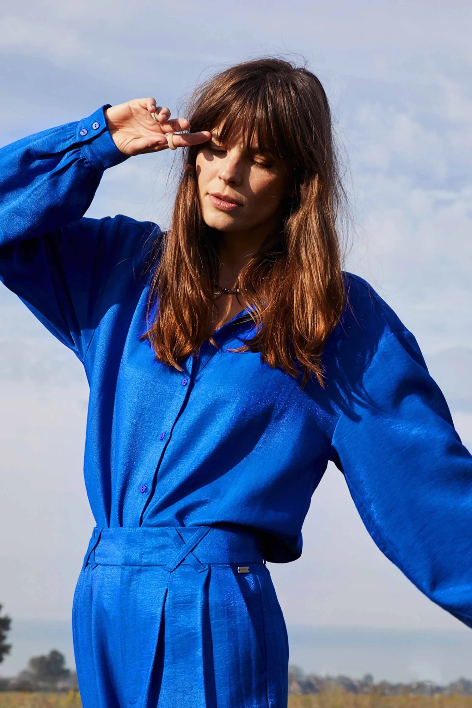 BLOUSE Violet Shimmer Blue