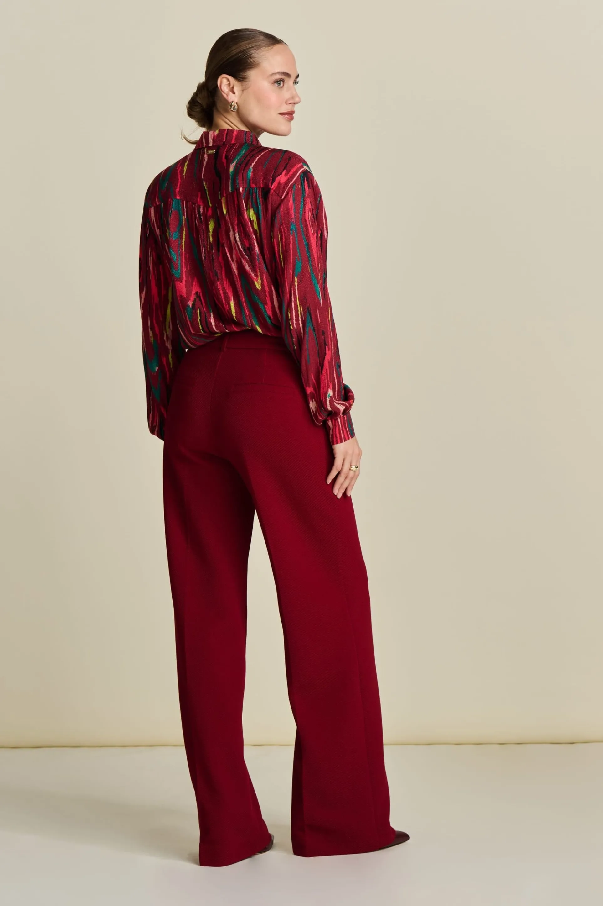 BROEK Wide Leg Burgundy Red