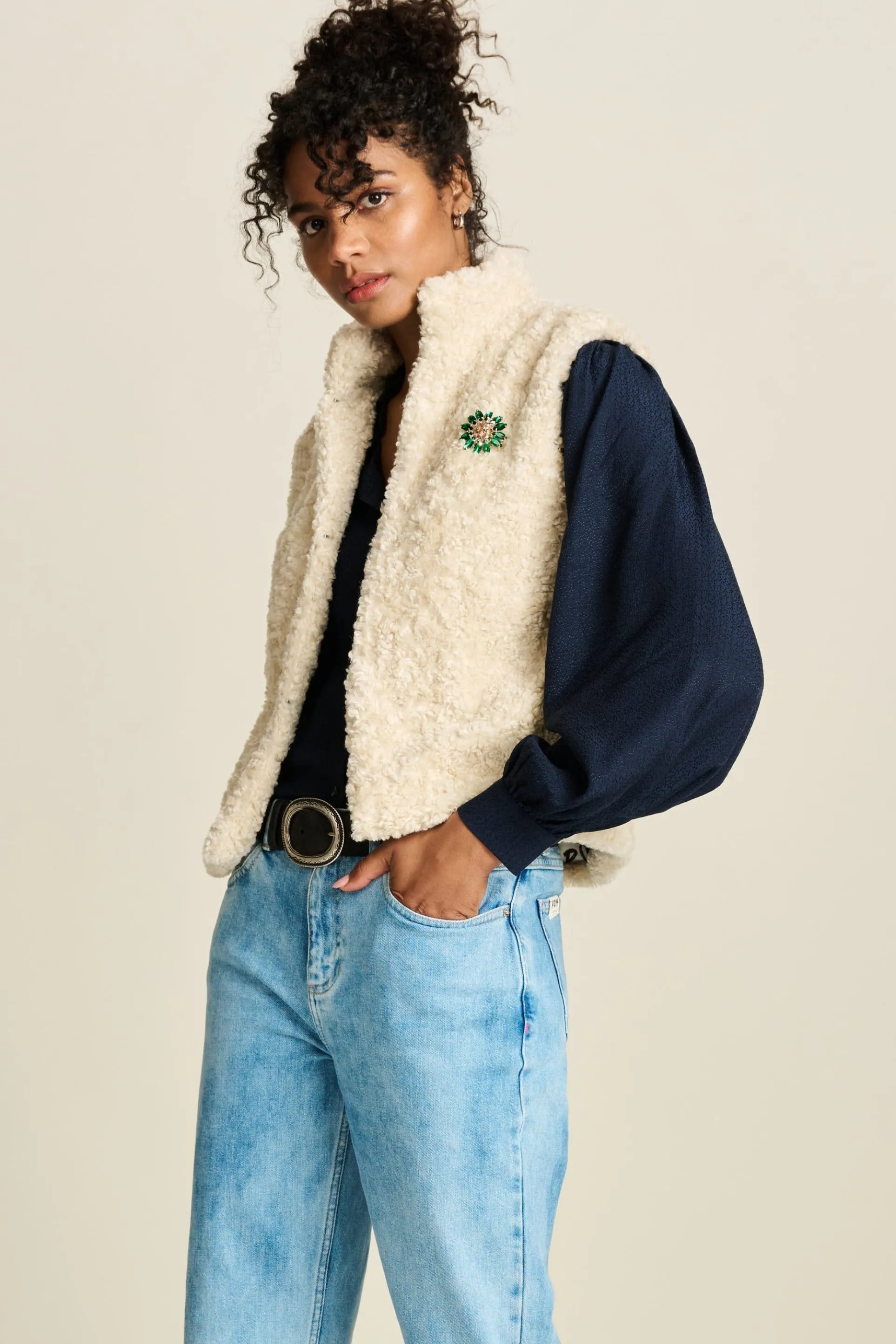 GILET Teddy Love Ecru