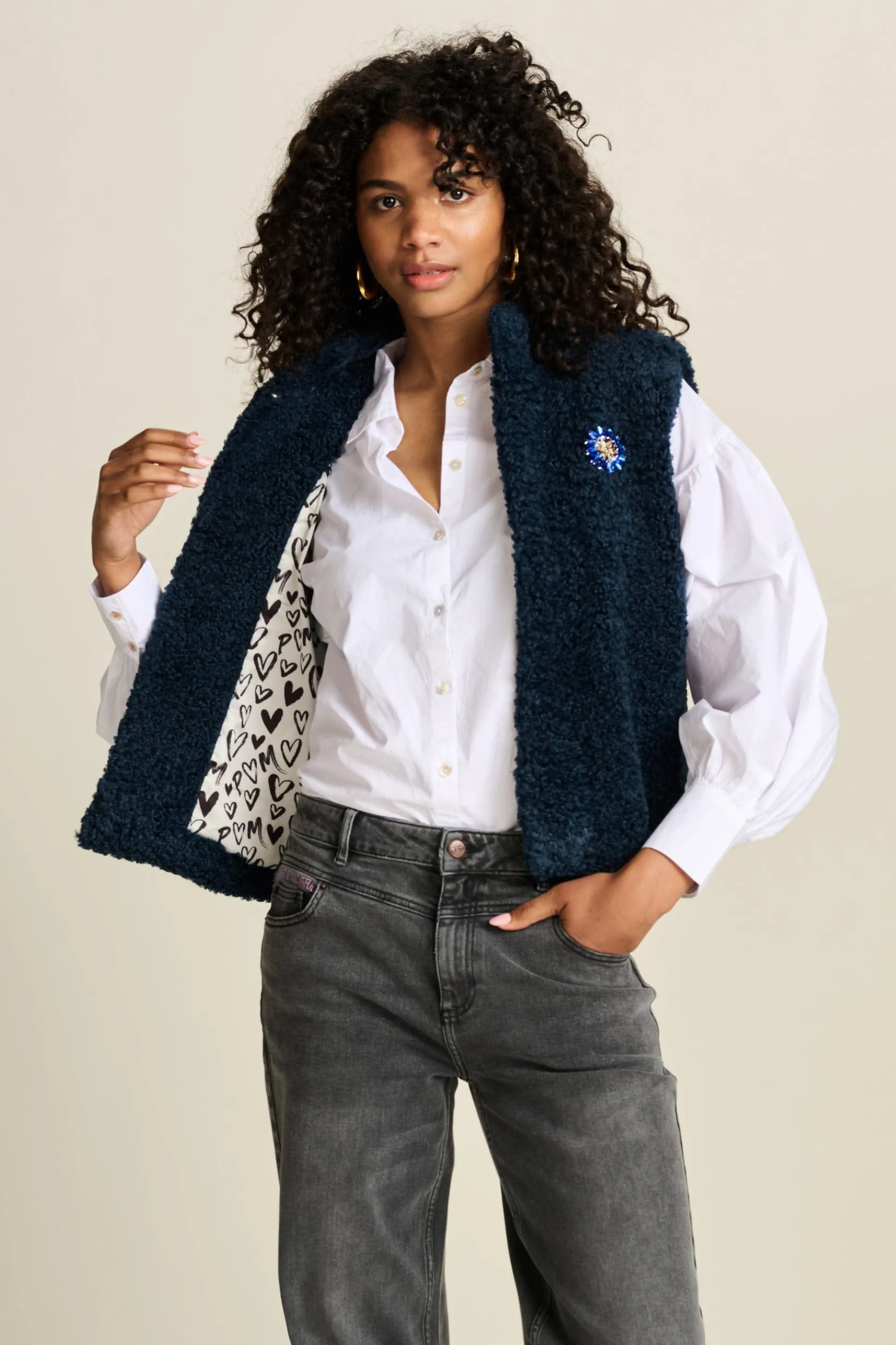 GILET Teddy Love Navy